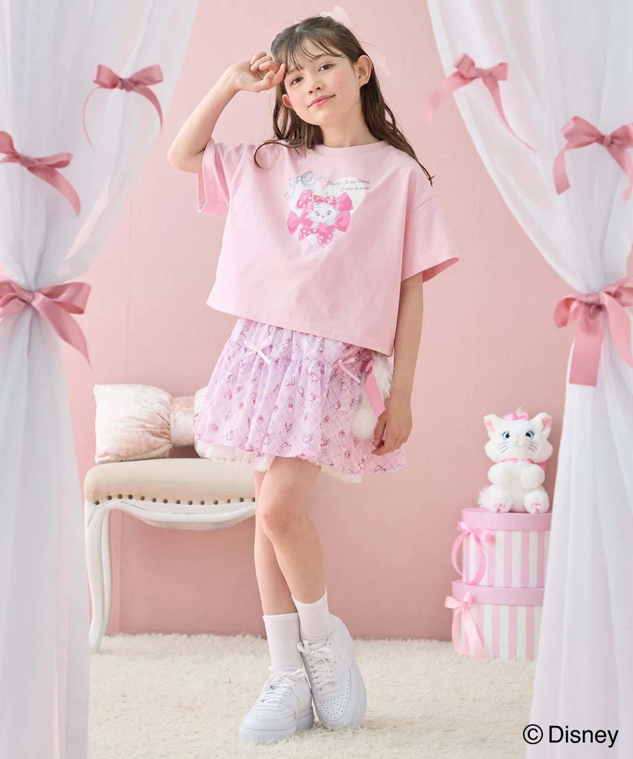 Детская футболка с принтом и объемным бантом, модель Marie ANY, Light Grey — фото 3