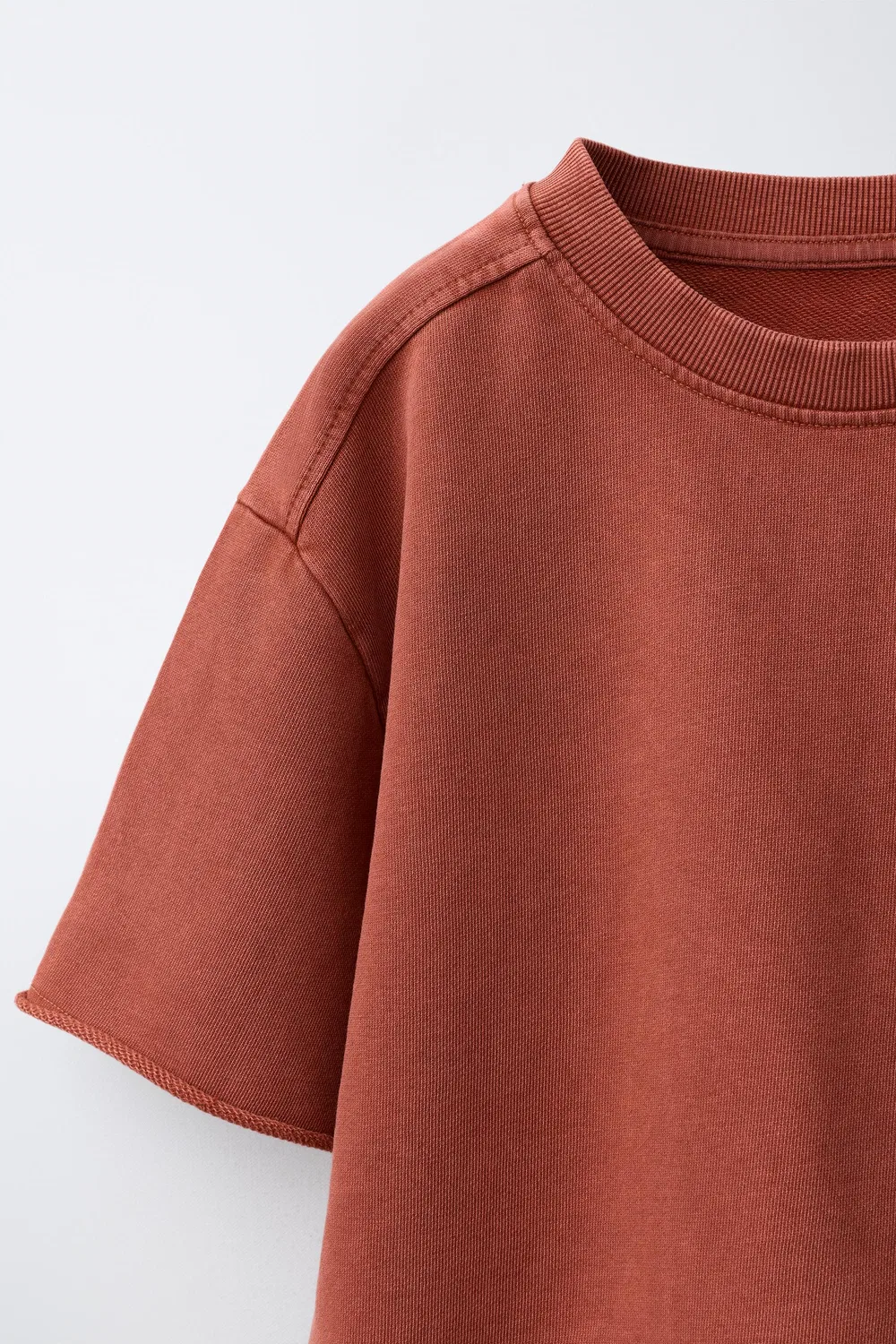 Спортивная футболка с эффектом выцветания ZARA, Brown/Taupe — фото 3