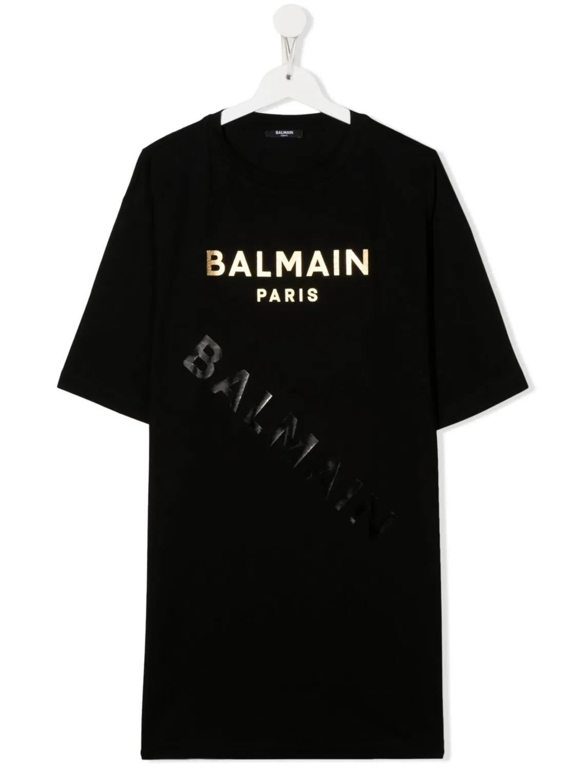 Футболка-платье с логотипом Balmain, черный