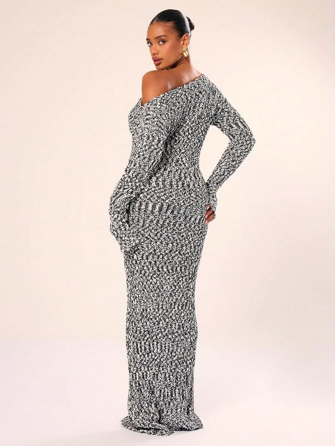 Женское платье-свитер макси с принтом Knitwear, Multicolor — фото 2