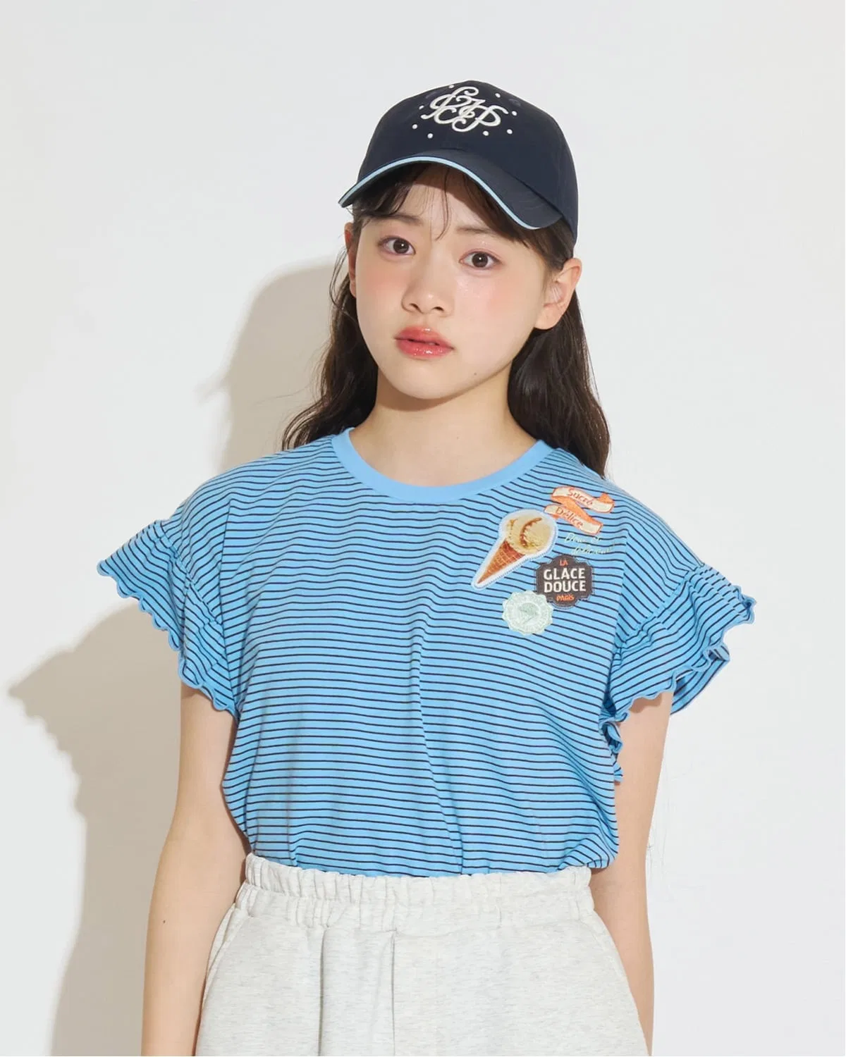 Детская футболка с принтом Ice Cream Patchwork pom ponette junior, Blue