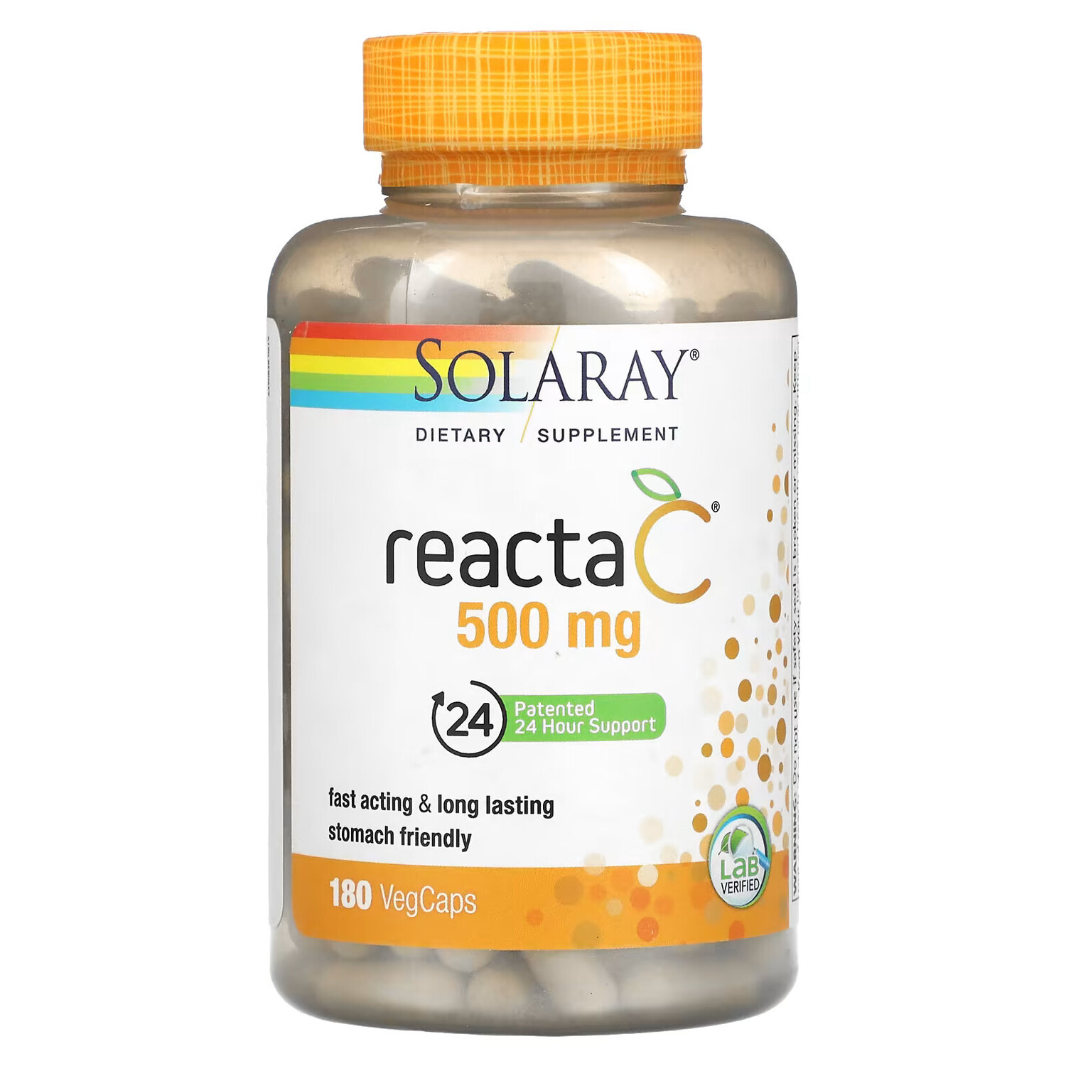 

Solaray, Reacta-C, 500 мг, 180 вегетарианских капсул