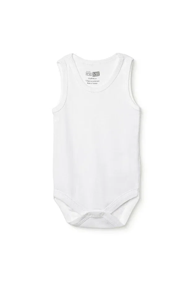 Детское боди для новорожденных с коротким рукавом Hellobaby Unisex White Body Snap Crew Neck Undershirt Sleeve White, Ebebek Hello Baby, White