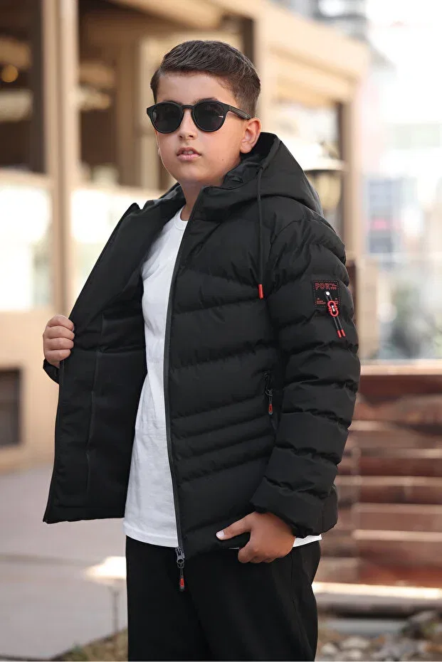 Детское зимнее пальто для мальчиков с принтом Boys Mans, Black