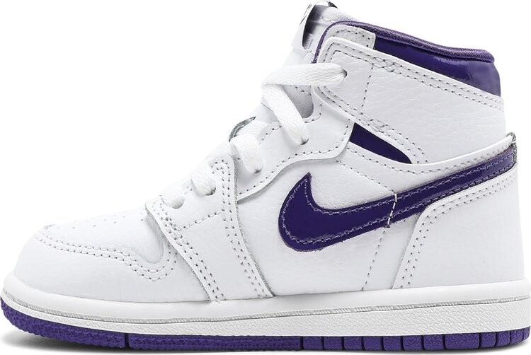 Кроссовки Air Jordan 1 Retro High OG TD Court Purple, белый — фото 3