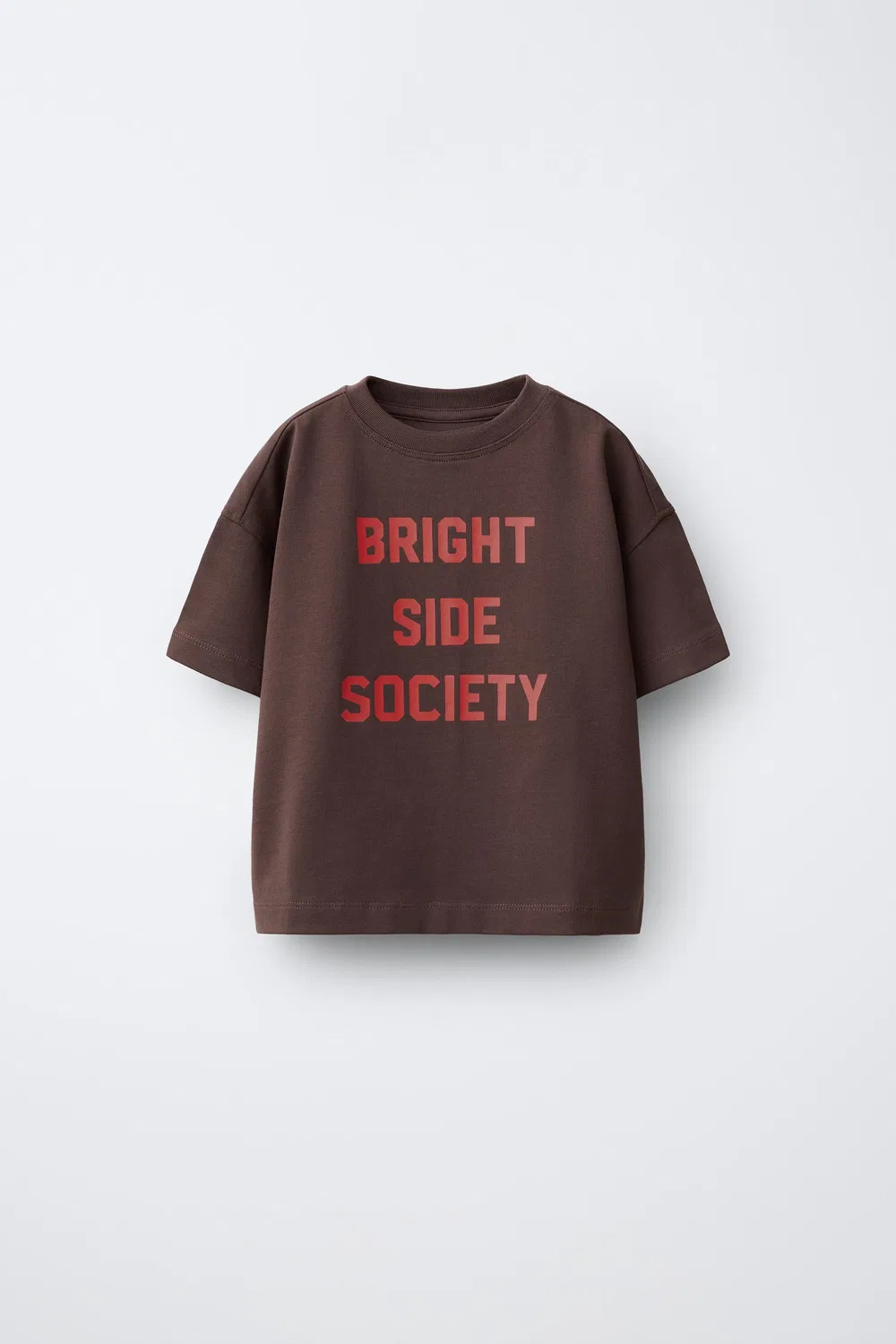 Футболка с крупным слоганом ZARA, Chocolate