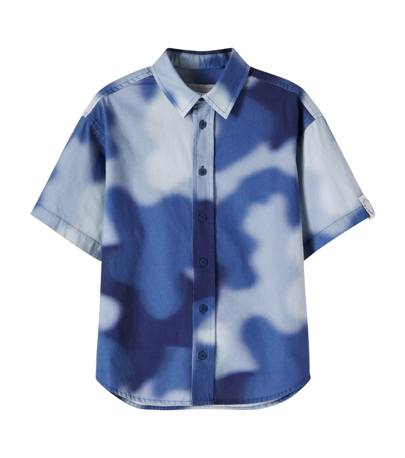 Рубашка из поплина с камуфляжным принтом Stella Mccartney Kids, синий