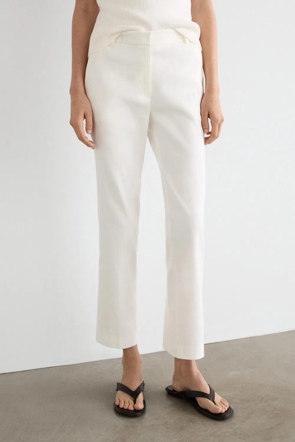 Брюки прямого кроя из смесовой льняной ткани Massimo Dutti, белый — фото 2
