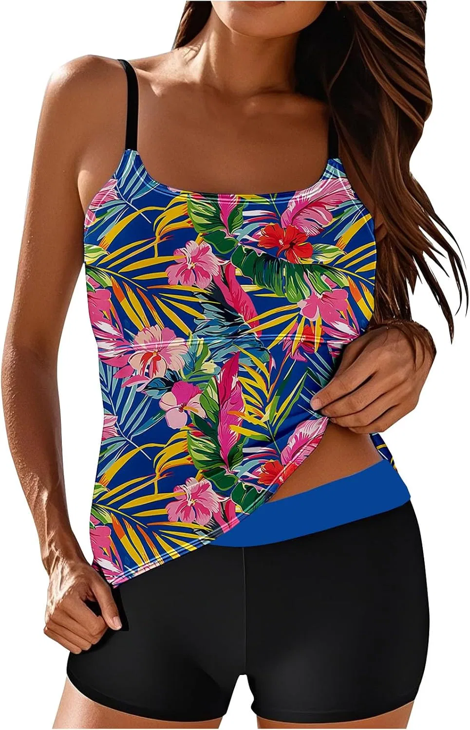 Женский танкини-купальник с тропическим принтом Slim Fitted, Multicolor