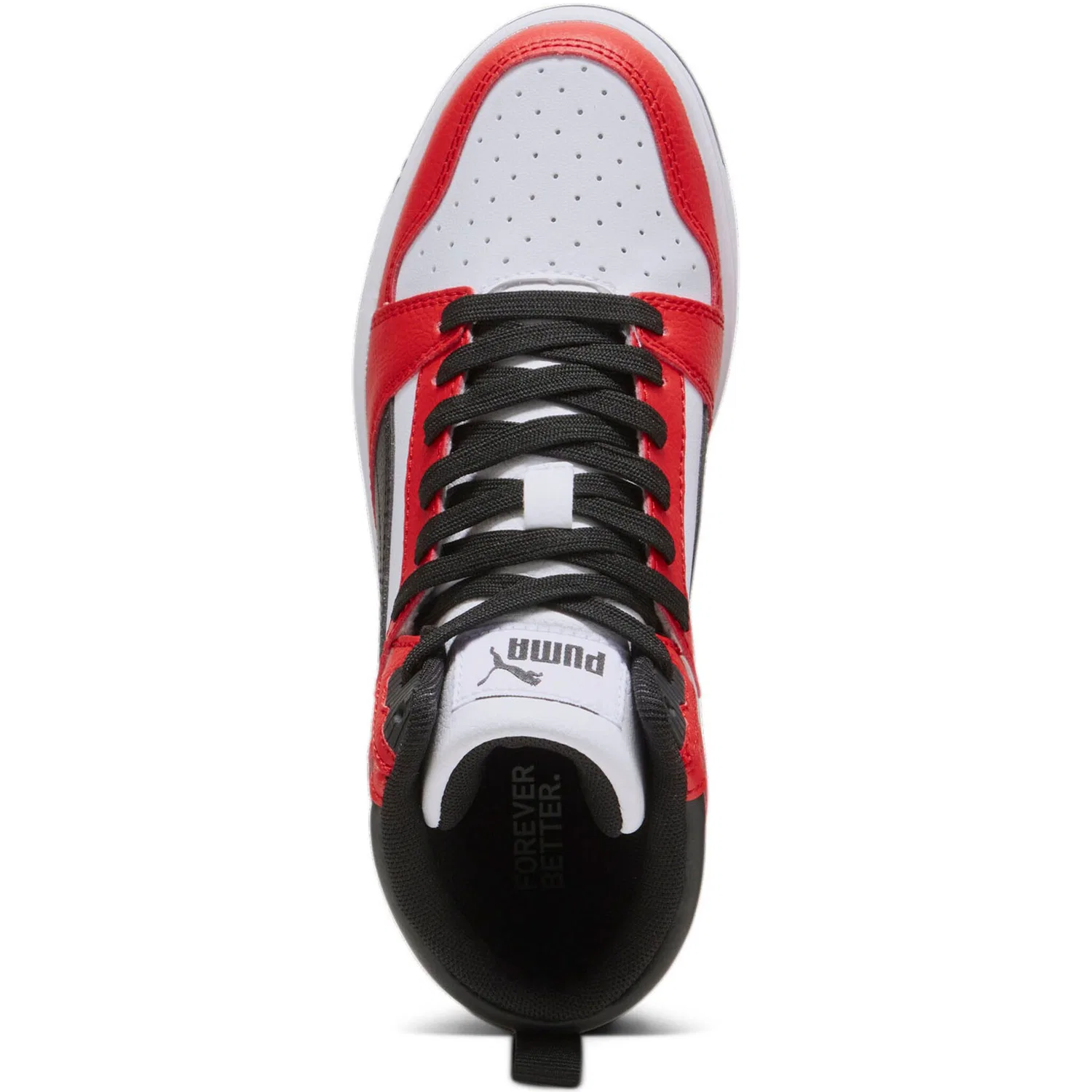 Детские кроссовки высокие с ретро-дизайном PUMA, White/Black/Red — фото 4