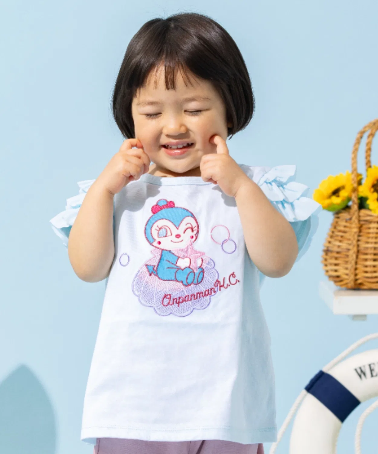 Детская футболка с длинным рукавомс аппликацией ANPANMAN KIDS COLLECTION, Sax Blue