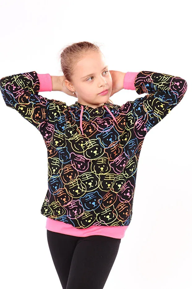Детское худи для девочек с принтом Girl'S Complete Printed Sweatshirt Toontoy, Black