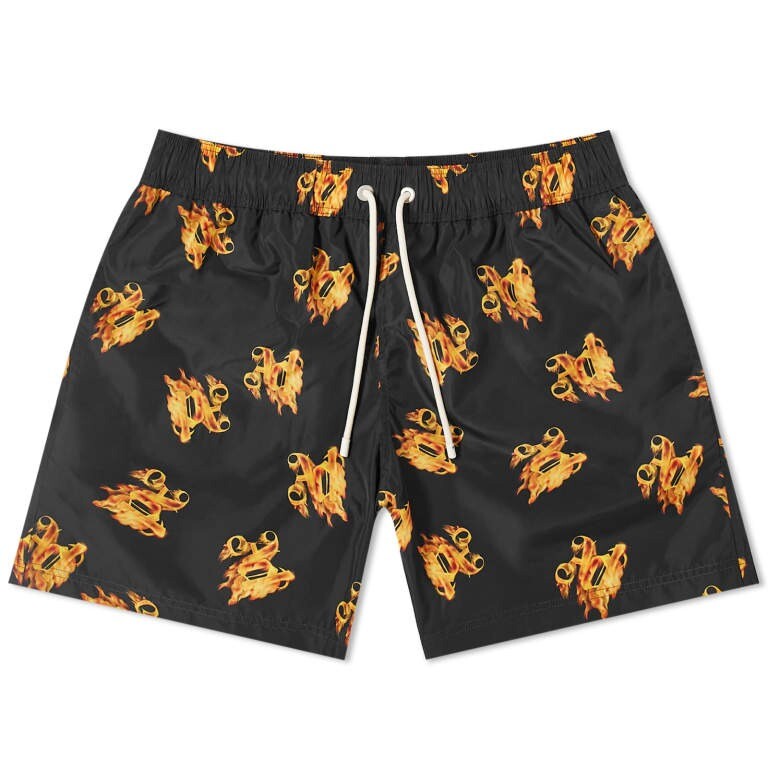 

Плавки Palm Angels Burning Pa Monogram, черный/желтый