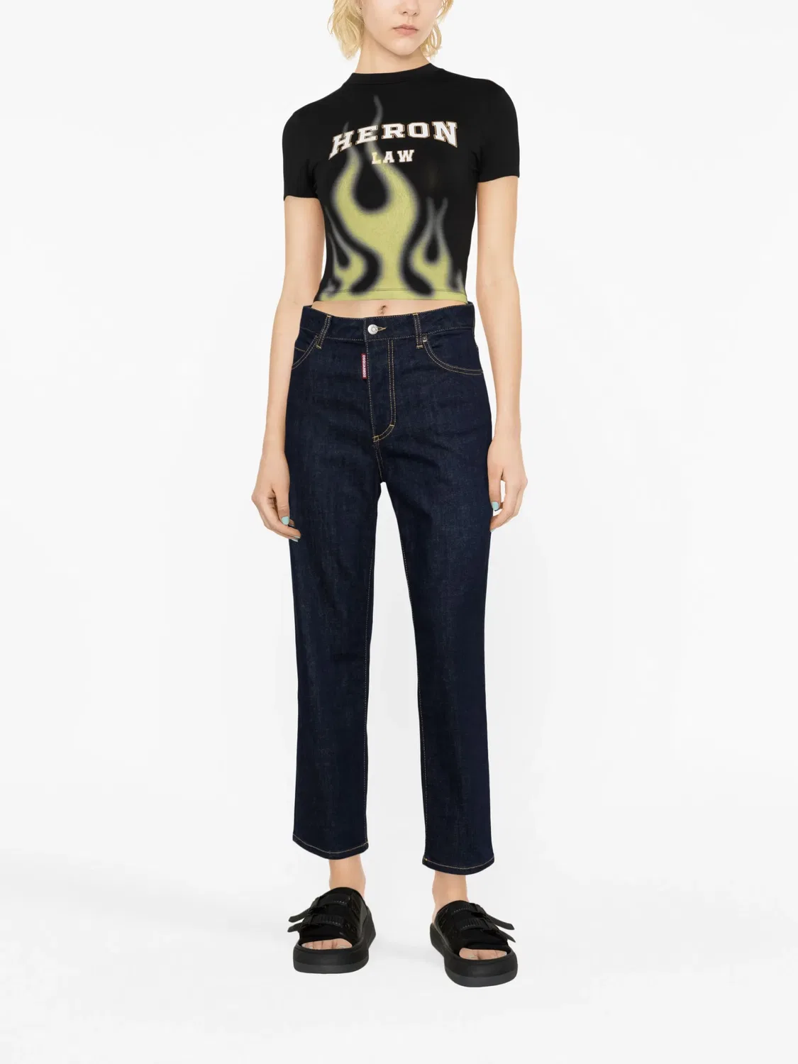 DSQUARED2 Джинсы прямого кроя с логотипной нашивкой, синие — фото 3