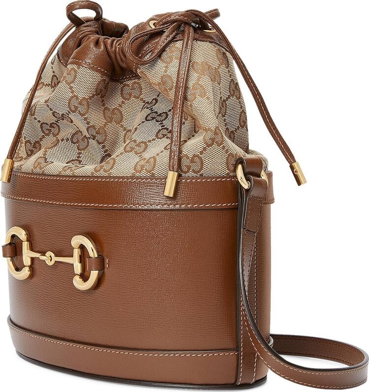 Женская сумка Gucci Horsebit 1955 Bucket, коричневая — фото 3