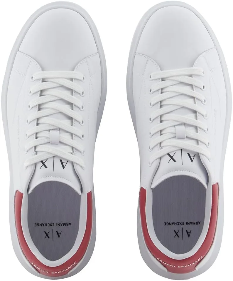 Мужские кроссовки Armani Exchange Action из кожи с боковым логотипом и шнуровкой, белый — фото 4