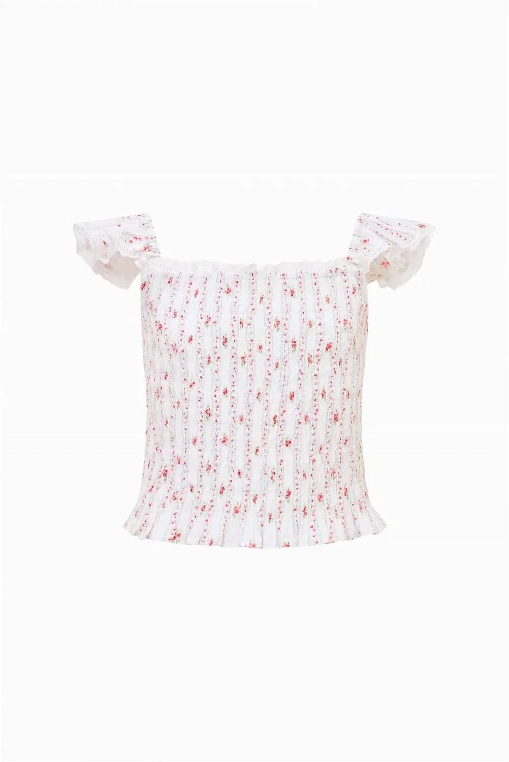 Детская футболка для девочек с коротким рукавом Caspia Top LoveShackFancy, красный — фото 3