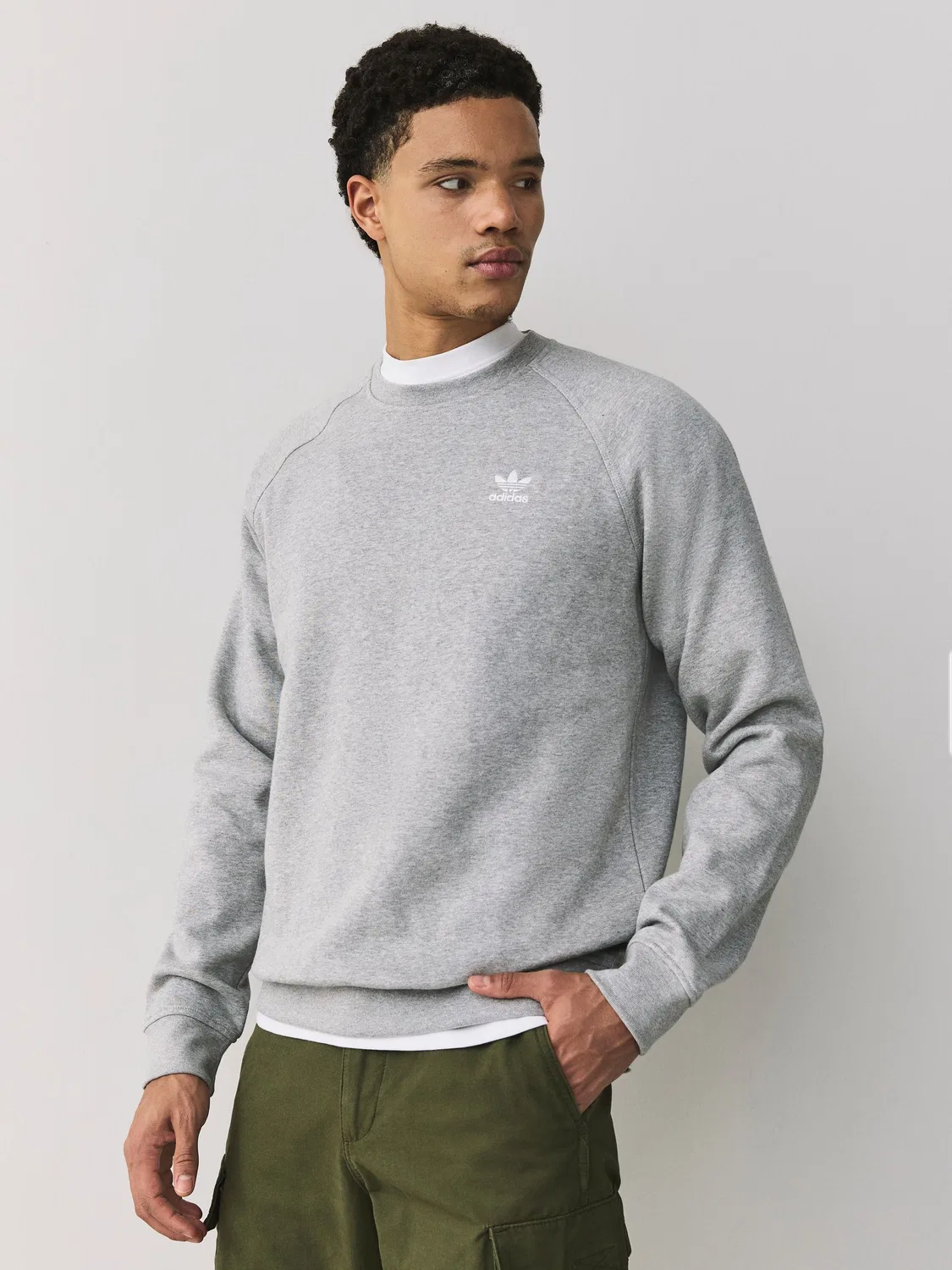 Свитшот с логотипом Trefoil, Essentials, adidas Originals, серый