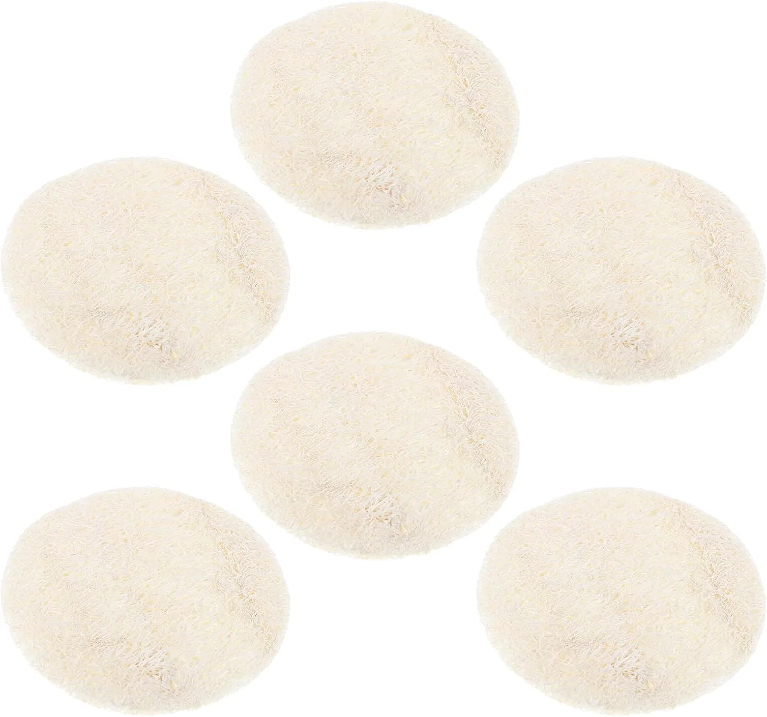 Спонжи для лица из люфы 6 шт, TOGEVAL, 5.5 см, Beige