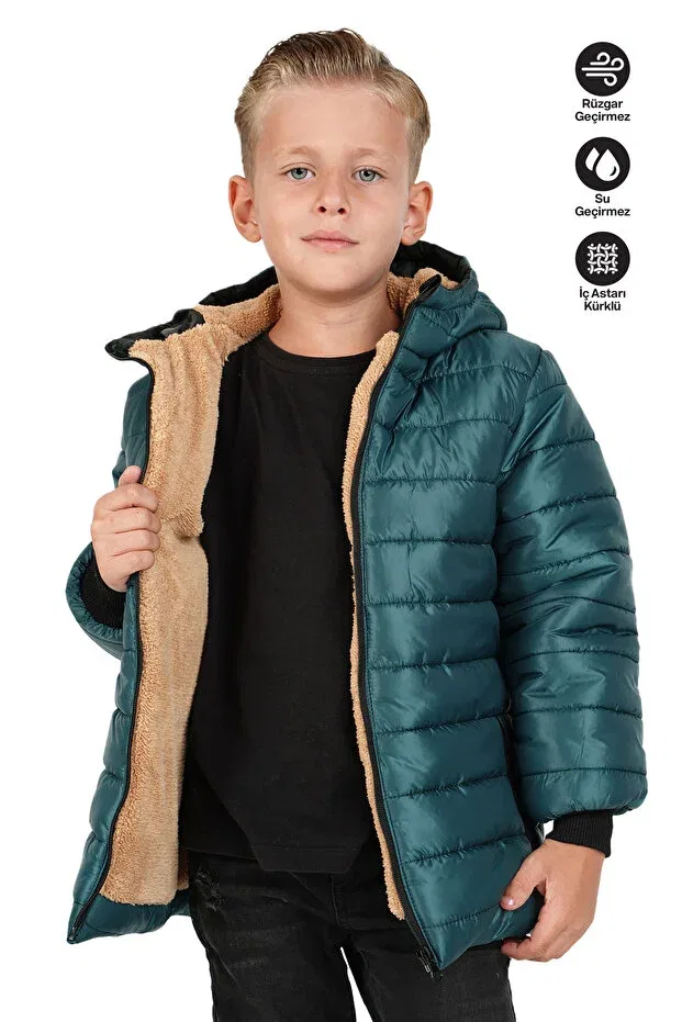 Детское зимнее пальто с капюшоном Jarmo Kids, Oil Green