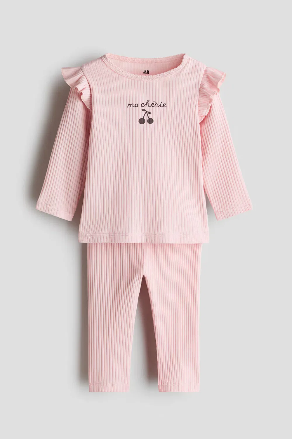 Комплект из двух предметов из ребристого хлопка H&M, Hellrosa/Ma Chérie