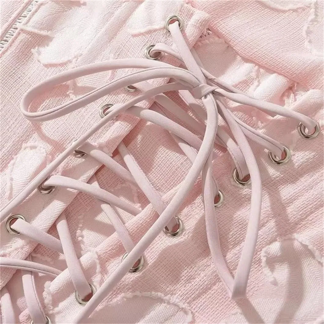 Женское кружевное платье-комбинация богемного стиля с открытой спиной, Pink — фото 3