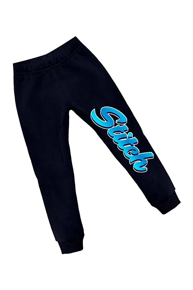 Детский спортивный костюм для мальчиков с принтом Stich 3 thread ş fleece-lined cotton fabric hooded Sedirli, Sax Blue — фото 2