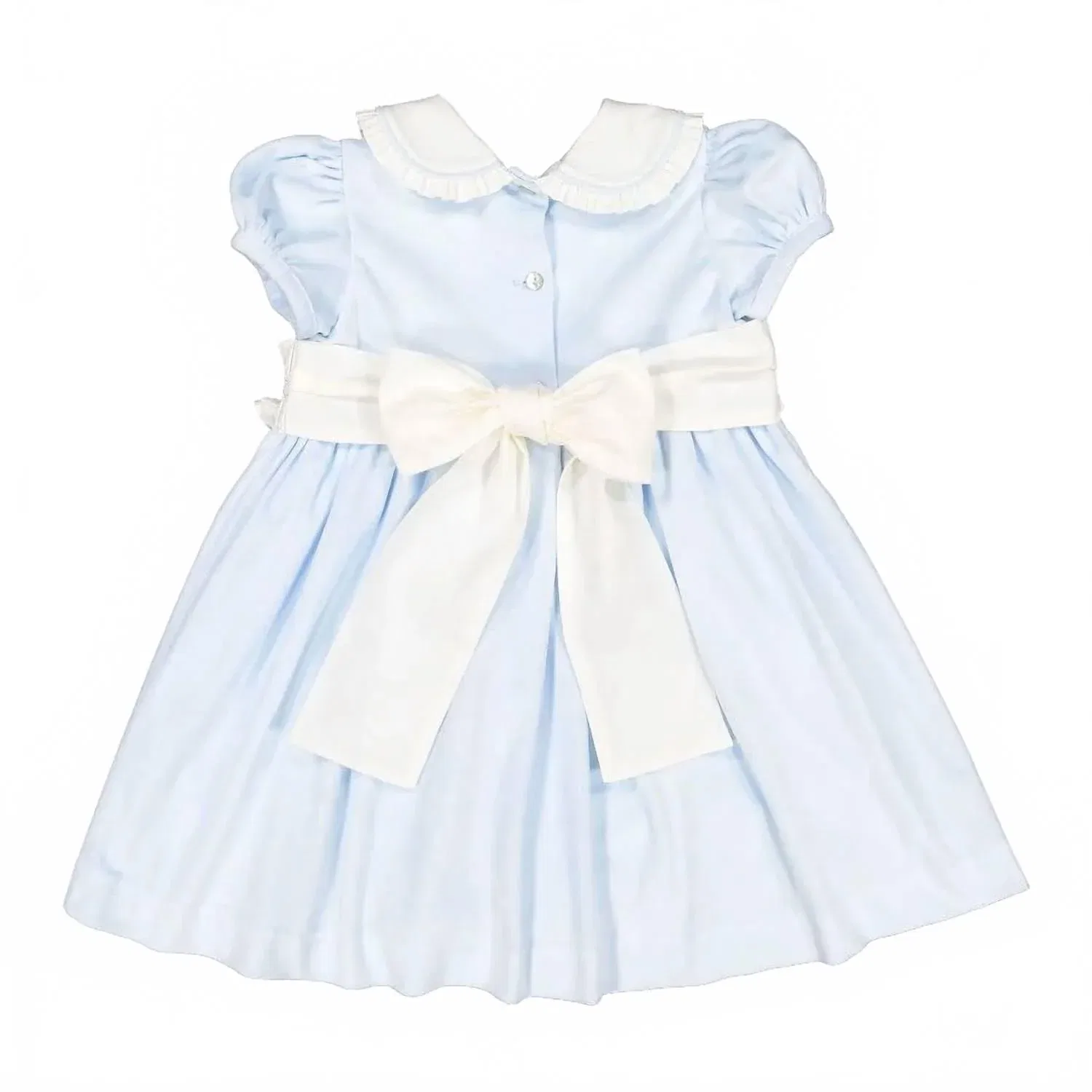 Детское платье для девочек из вельвета с поясом-сборкой Sal & Pimenta, Light Blue — фото 3