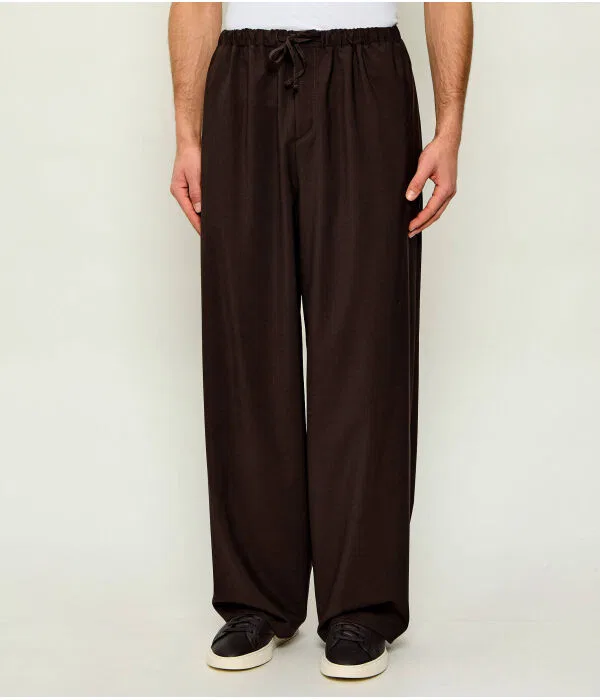 Мужские брюки из шерсти David Beckham Relaxed Fit BOSS, коричневый