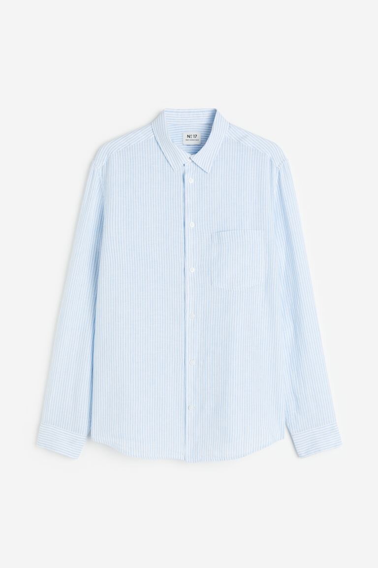

Essentials No 17: Льняная рубашка H&M, светло-голубой/белый в полоску
