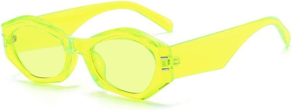 

Солнцезащитные очки Polygon для женщин, винтажные, неправильной формы, желейного цвета, солнцезащитные очки для мужчин, маленькая оправа, защита от УФ-излучения UV400 LANGSER, Fluorescent Green