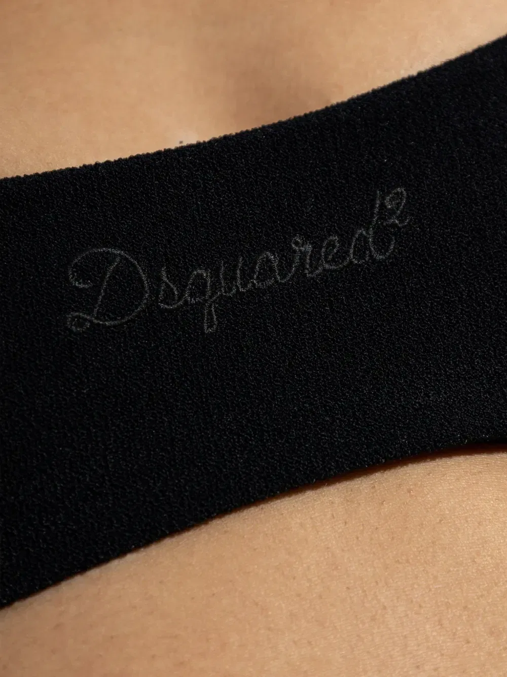 Купальник-топ с вышитым логотипом и вырезом-лодочкой DSQUARED2, черный — фото 2
