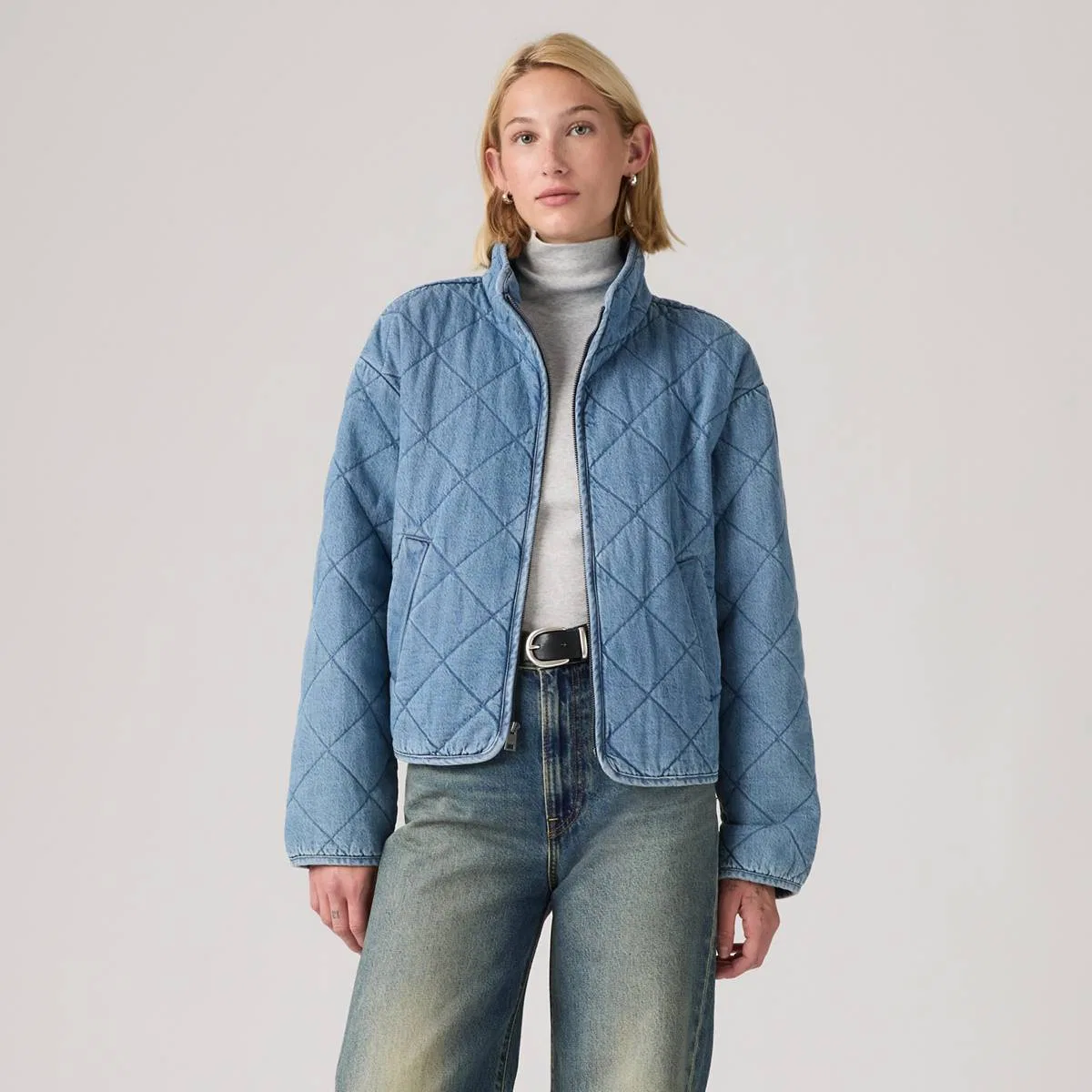 Хлопковая куртка с ромбовидной стежкой Levi's, Blue - Blue — фото 3