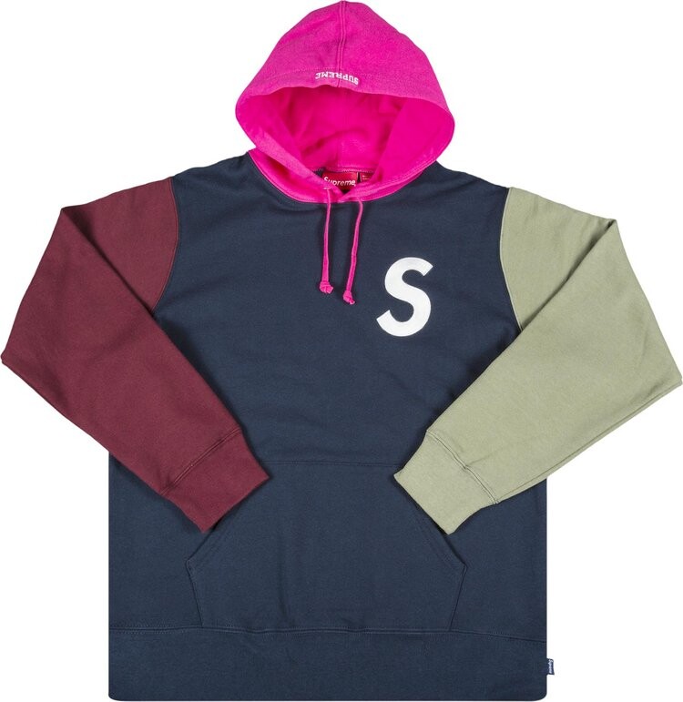 

Толстовка Supreme S Logo Colorblocked Hooded Sweatshirt 'Navy', синий
