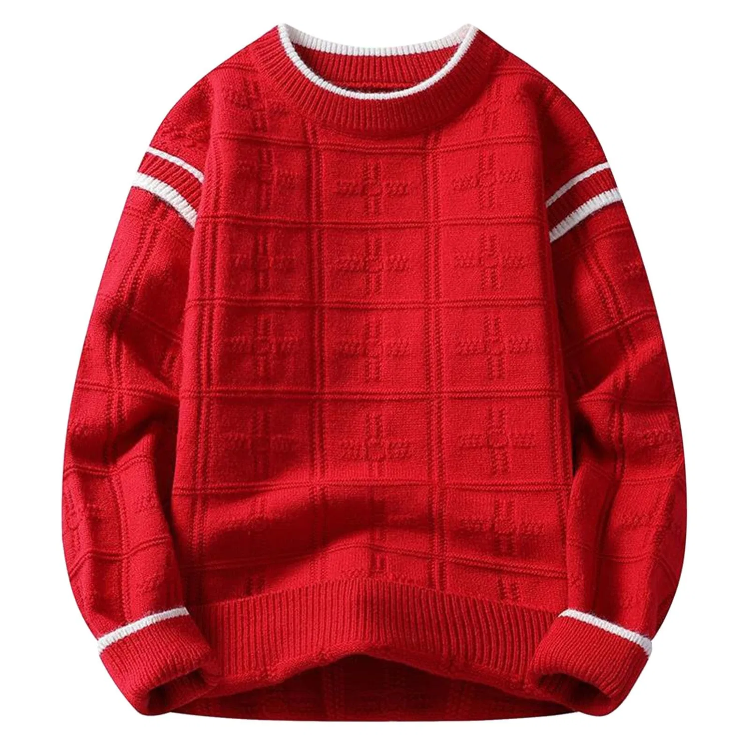 Мужской свитер с жаккардовым узором Retro Jacquard Knit, 2-rosso