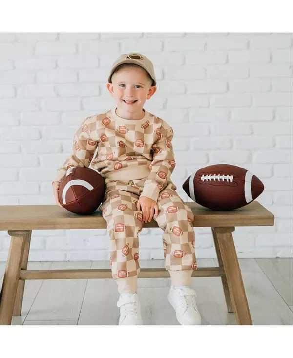 Детская толстовка для мальчиков с принтом Football Checkered Sweatshirt Sweet Wink, мультиколор — фото 2