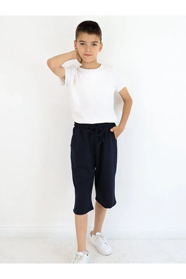 Детские шорты-капри для мальчиков хлопковые 2 шт Harika Kids, Navy Blue-Grey — фото 3