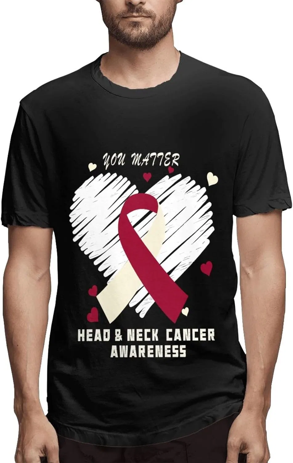 Мужская футболка с принтом Thyroid Cancer Awareness, Cotton, Head & Neck Cancer Awareness