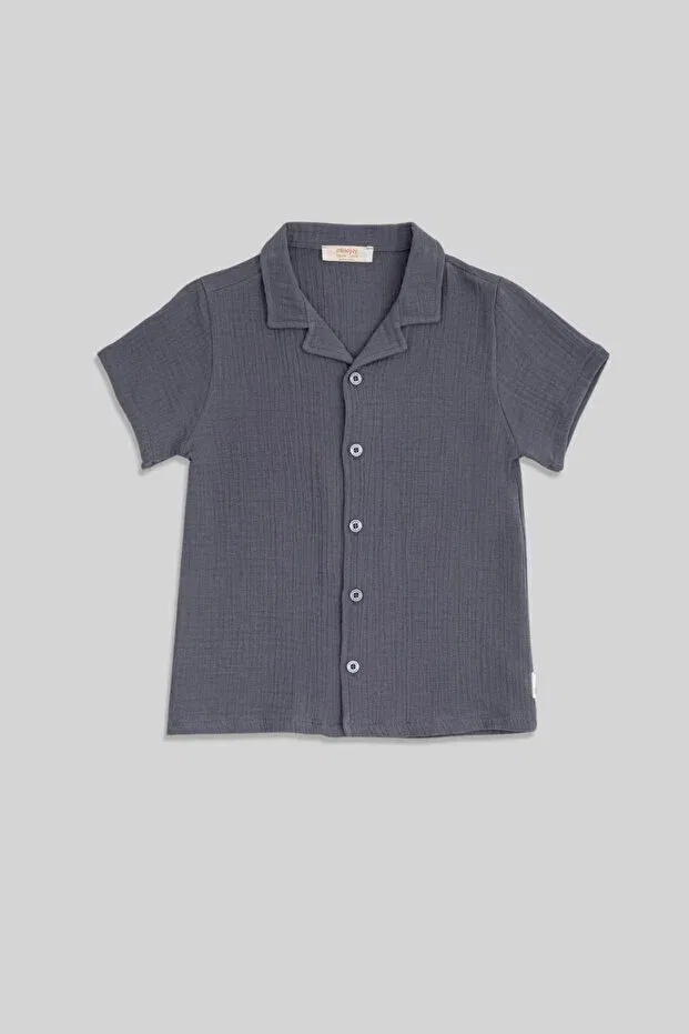 Детская рубашка для мальчиков из муслина Nate Minojoy, Dark Gray — фото 3