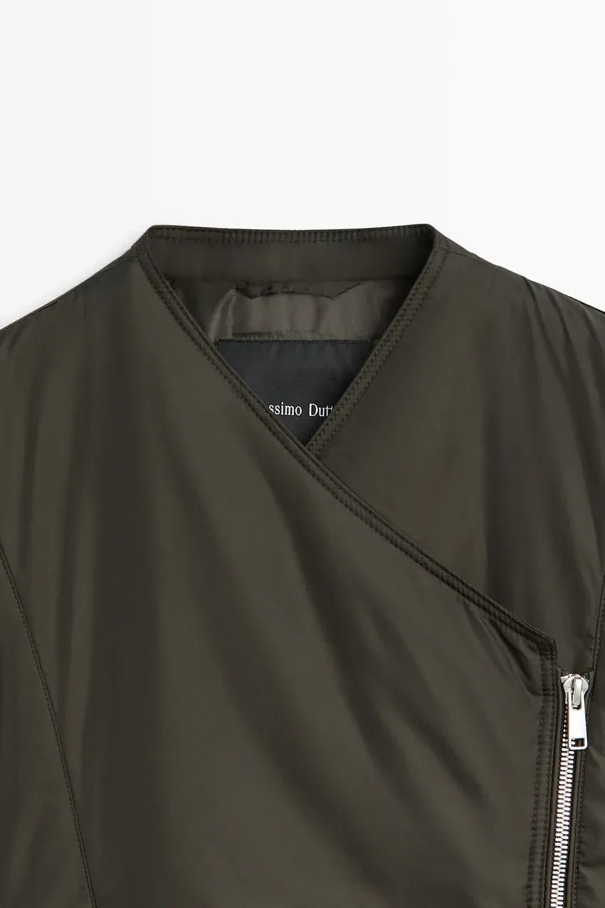 Бомбер Massimo Dutti Lightweight Quilted Jacket, хаки — фото 2