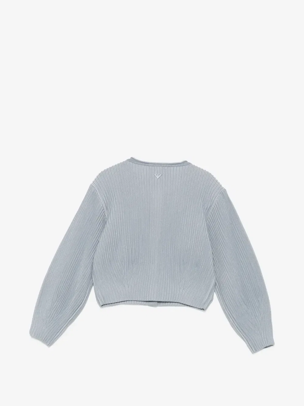 Вязаный кардиган в рубчик с металлической нитью Emporio Armani Kids, синий — фото 2