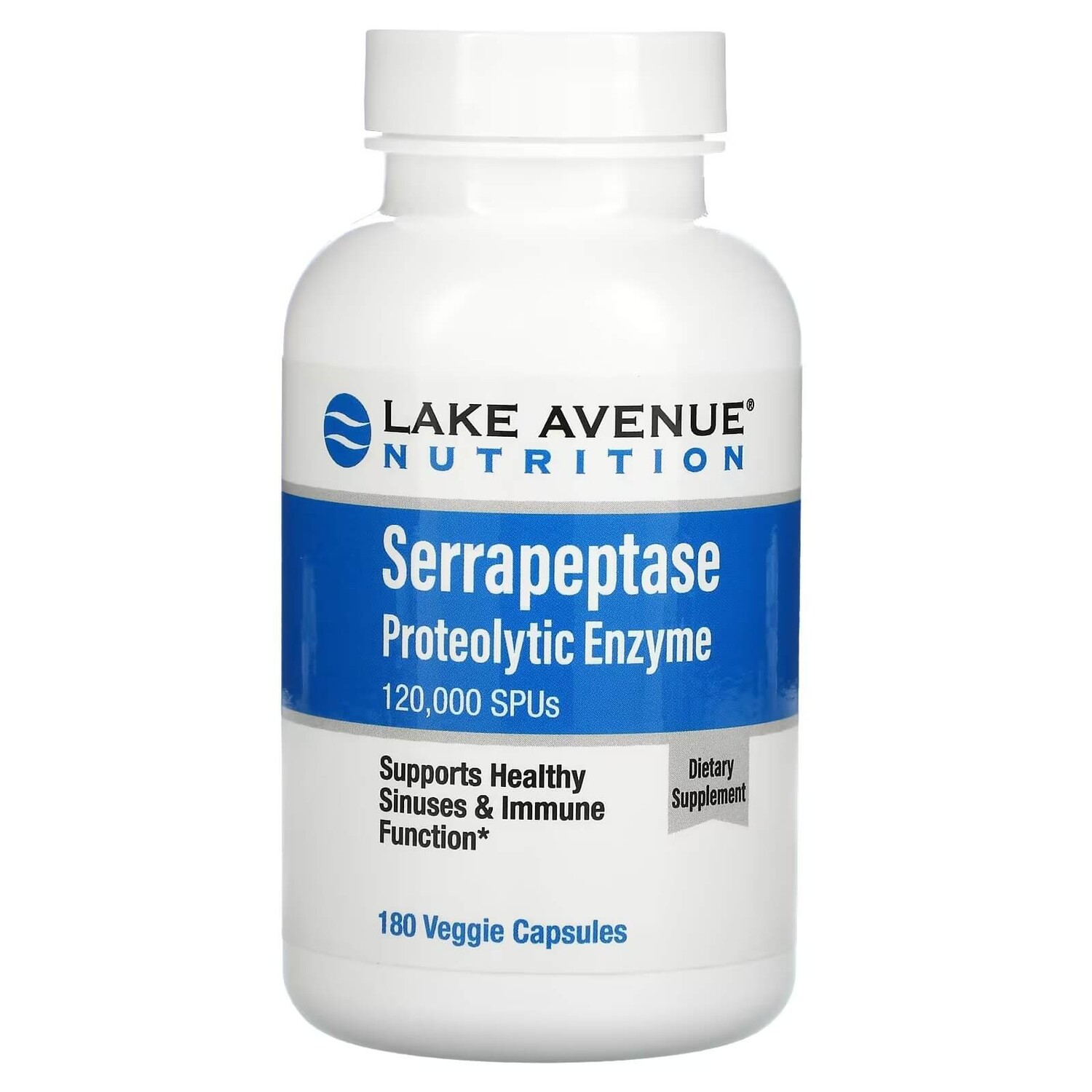 

Серрапептаза и протеолитический фермент Lake Avenue Nutrition, 180 капсул