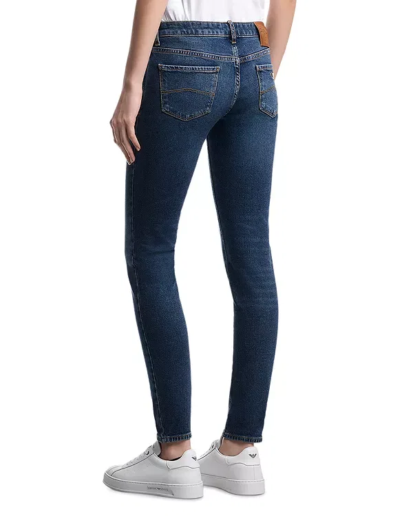 Женские джинсы скинни с заниженной талией Emporio Armani, Dark Blue Denim — фото 3