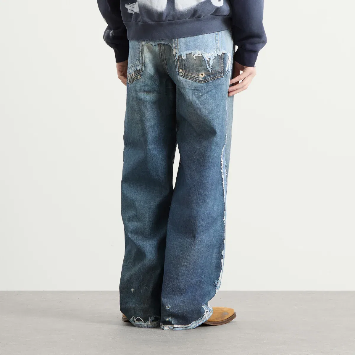 Джинсы свободного кроя с принтом 1981 Trompe L'oeil Acne Studios, Mid Blue — фото 3