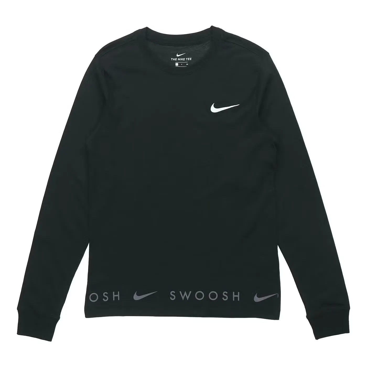 Лонгслив с круглым выворотом Nike Sportswear Swoosh, черный