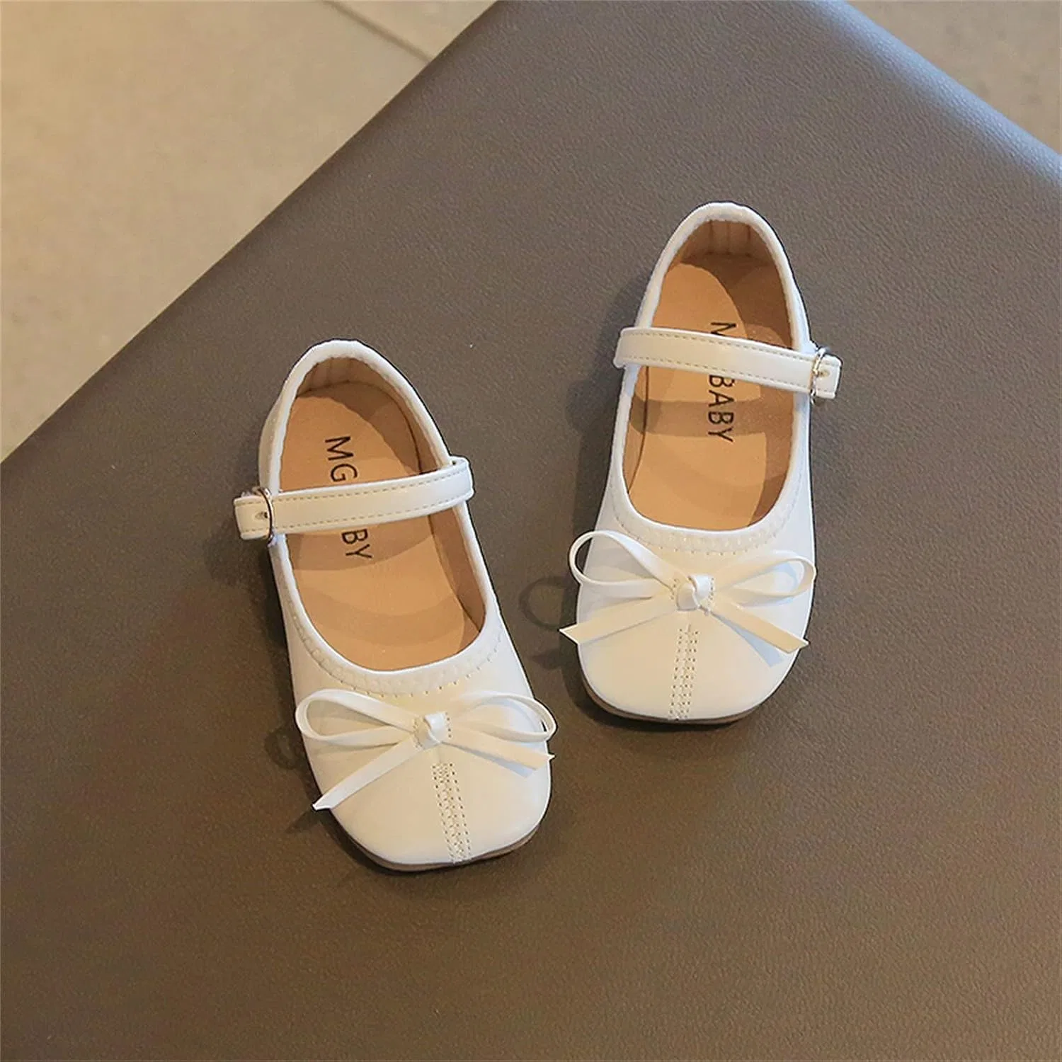 Детские туфли Мэри Джейн с бантом для девочек, Beige — фото 2
