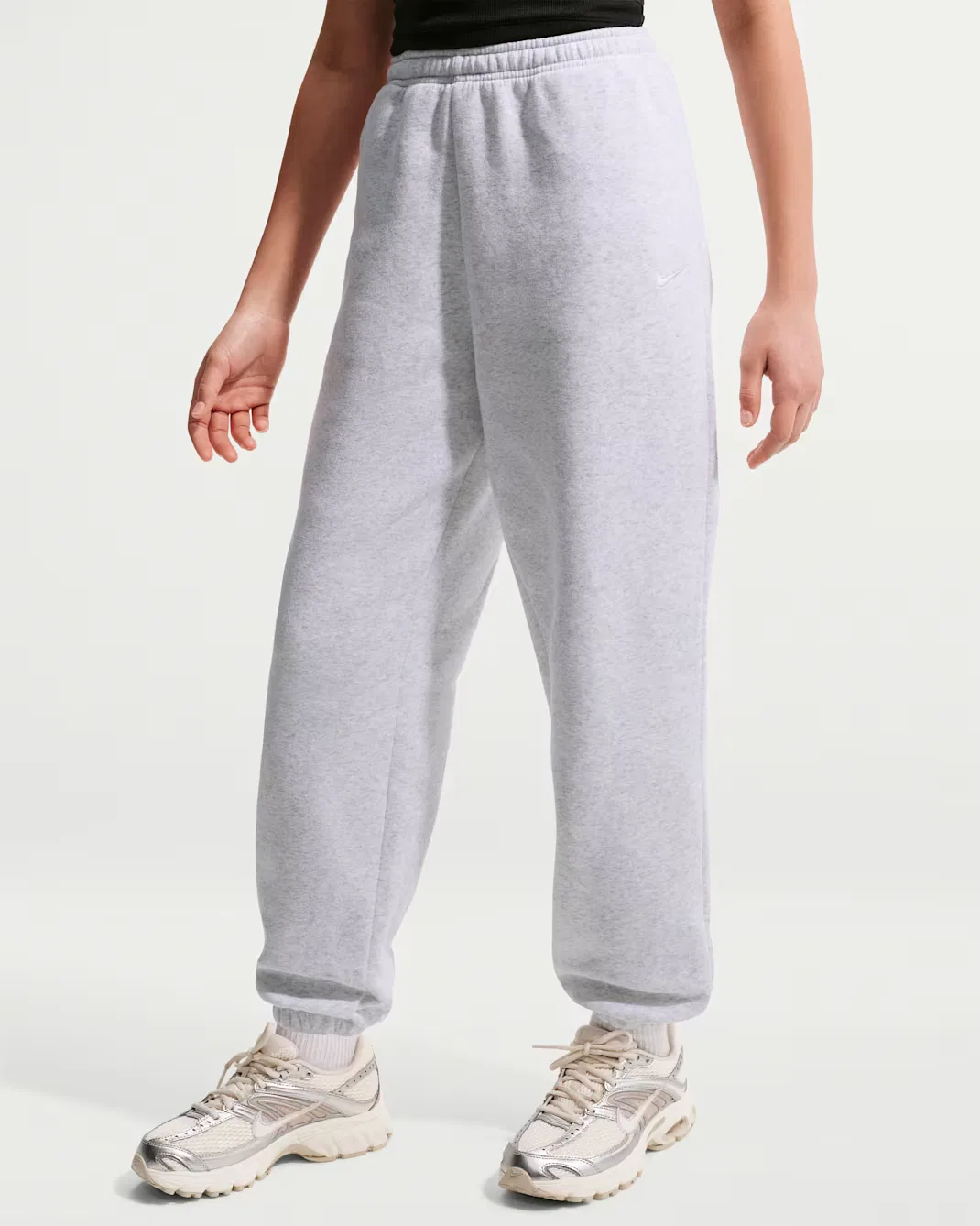 Свободные брюки для девочек Nike Sportswear Studio Fleece, Birch Heather/White/White — фото 2