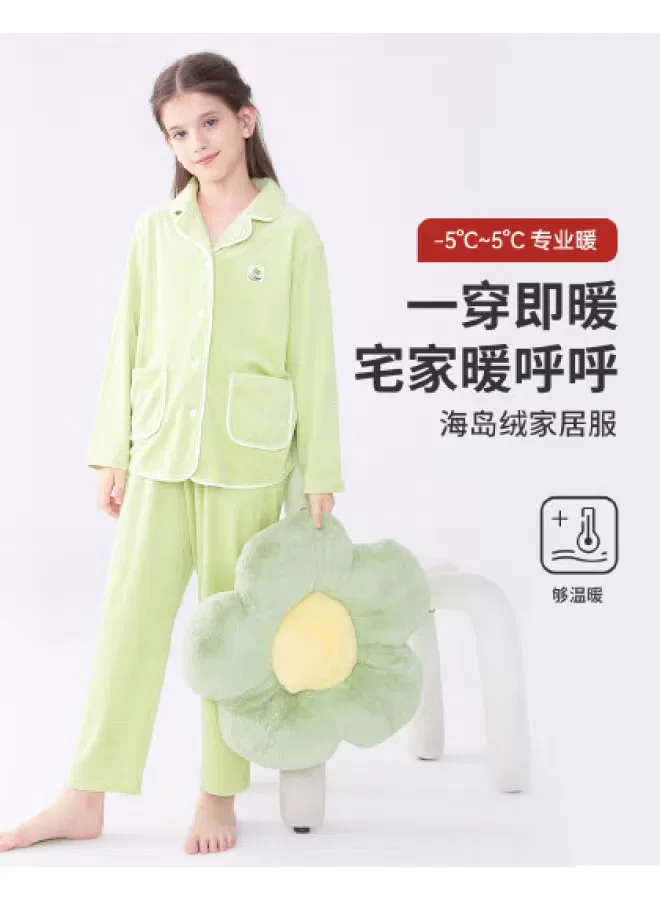 Комплект пижамный с принтом Long Time Companion, зеленый