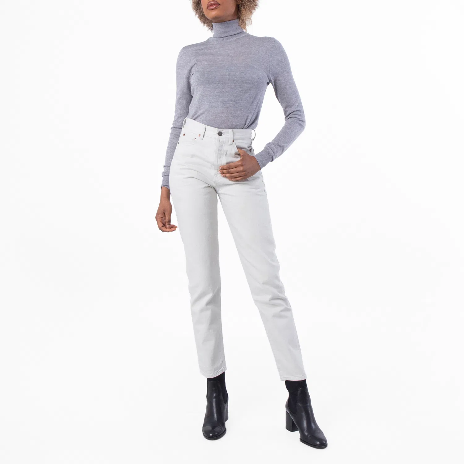 Джинсы Saint Laurent Chalk White Denim Slim-Fit Jeans, Chalk White — фото 4