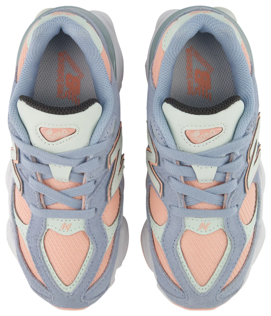Детские кроссовки для девочек с амортизацией ABZORB New Balance 9060, Light Arctic Grey/Mint Water — фото 4